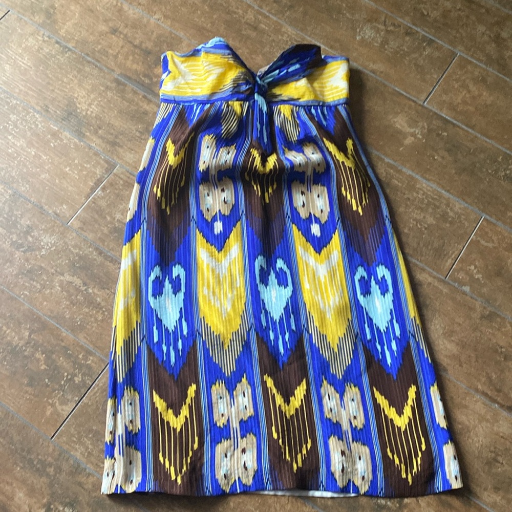 Tory Burch Strapless Dress in Blue and Yellow